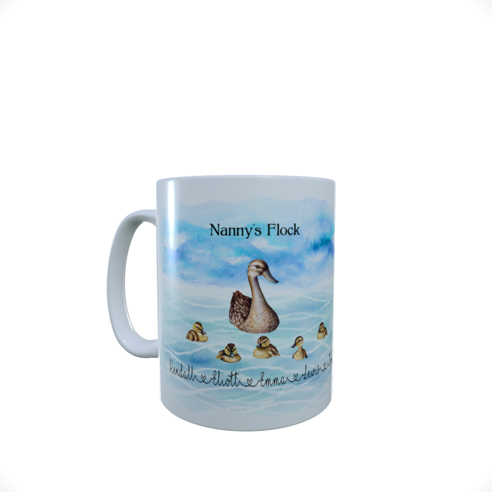 Duck Nanny's Flock Family Mug, Duck Customised Family Mug